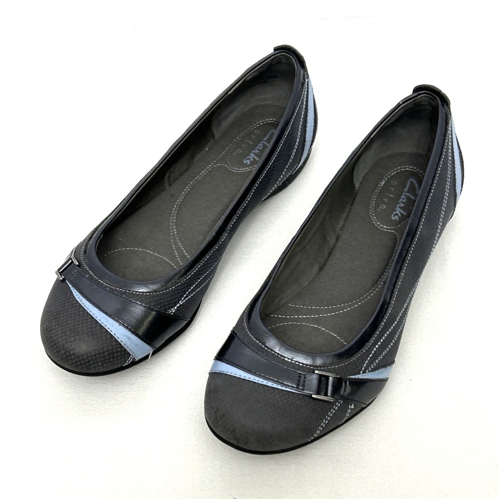 Clark's Privo Flats Sz 8 Blue Gray 61529 Classic Comfort Slip-On